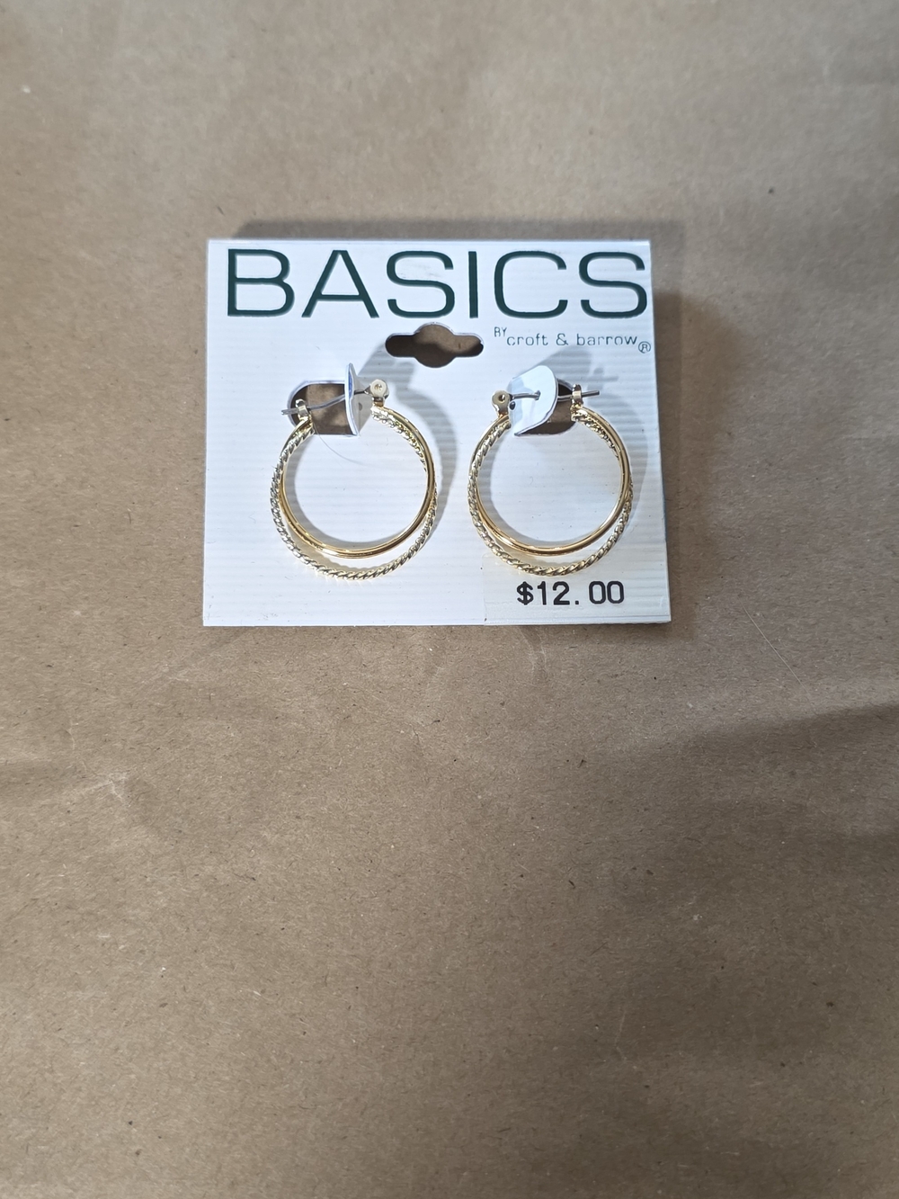 Croft & Barrow Basics Gold Twisted Double Hoop Earrings